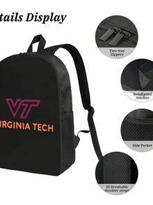 Virginia Tech Logo Design Custom Graphic Polyester Backpack - Bold Prints & Practical Storage - Hình chữ nhật - Xem 5