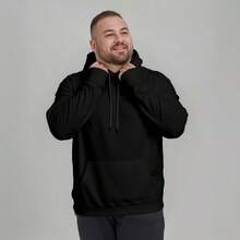 Men's Plus Size Sweatshirt  Hood Premium Mesh Cold Weather Blouse Basic Cotton Flannel Coat Various Colors - màu đen - Xem 2