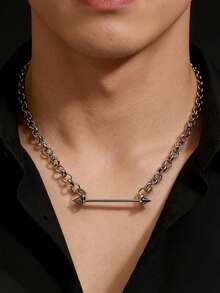 1pc Men's Pendant Necklace, Suitable For Daily Wear - Rivet Necklace - View 1