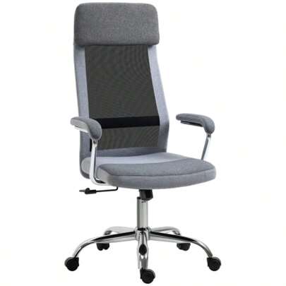 Ergonomic Mesh Office Chair, Height Adjustable With Headrest, Nordic Style, Light Grey/Black, 65 X 67 X 119-129 Cm