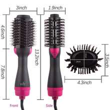 1 Pc Multifunctional Hot Air Comb,4-In-1 Hot Air CombHair Dryer, For Hair Curler & Straightener, Puffy Hairstyling,One-Step Volumizer Hair Dryer And Styler,Less Frizz, More Shine And Less Heat Damage For Salon-Style Blowouts Black/Pink - 查看 3