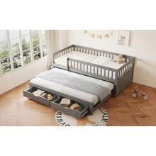 Bed Frames - Grey + Wood + 90cm*200cm - View 11