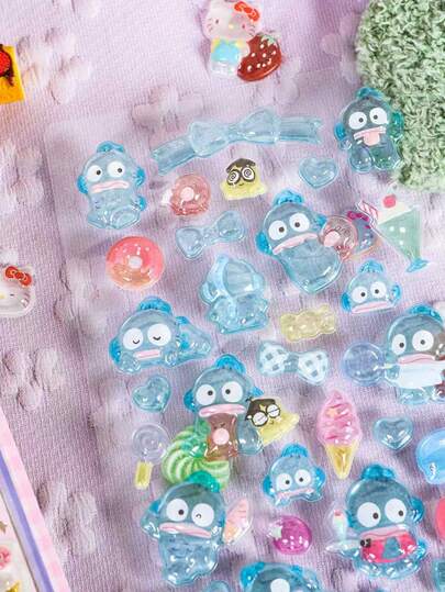 水晶浮雕泡泡贴纸，3D装饰贴纸，适用于学生笔记本、卡通人物日记本、少女日记本、文具配件、手机壳DIY贴纸。注意：颜色可能随机发货。