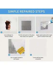 1/5pcs Drywall Repair Aluminum Wall Repair Patch, Fiber Mesh Over Galvanized Plate, Dry Wall Hole Repair Patch Metal Patch With Extended Self-Adhesive Mesh - Fiber-coated Web - View 11