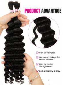 WOWANGEL 1 Paket Rambut Ekstensi Kepang Bohemian 16-24 Inci 90g, Rambut Kepang Bohemian Gelombang Dalam, 2 Paket - S1 - View 3