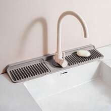 Silicone Faucet Splash Guard – Leak-Proof Drip Catcher Mat For Kitchen And Bathroom - Dark gray - View 10
