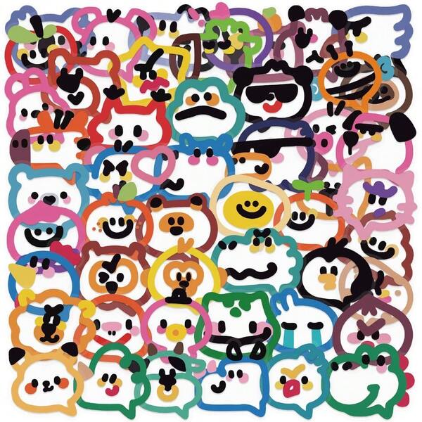 50pcs Cute Bubble DIY Creative Graffiti Stickers, Tablets, Computers, Laptops, Phone Cases, Guitars, Tabletops, Water Cups, Suitcases, Skiboards, Art Deco Stickers, Handbooks Decorative Stickers