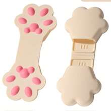 Lot de 2 : Gants résistants à la chaleur en forme de patte de chat ; pinces à friandises en silicone en forme de patte de chat ; protège-doigts originaux et mignons ; pinces à friandises ; pinces à en-cas isolantes pour plaques de cuisson au four. - Beige - Voir 1