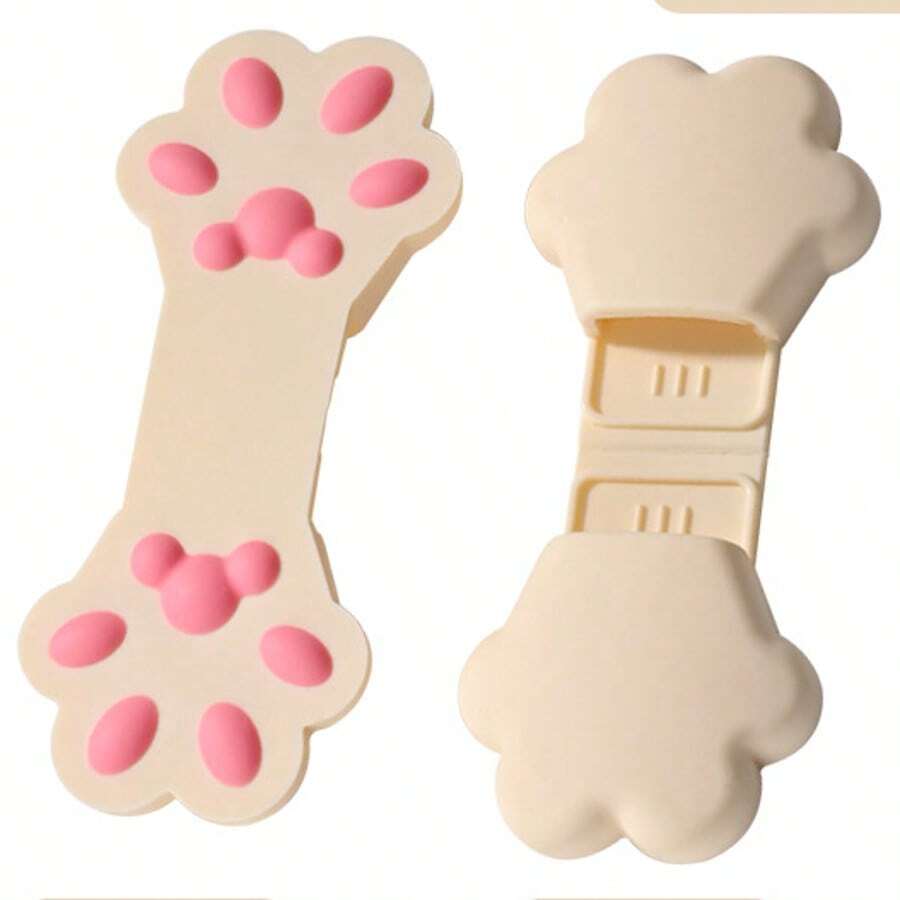 Lot de 2 : Gants résistants à la chaleur en forme de patte de chat ; pinces à friandises en silicone en forme de patte de chat ; protège-doigts originaux et mignons ; pinces à friandises ; pinces à en-cas isolantes pour plaques de cuisson au four. - Beige - Voir 1