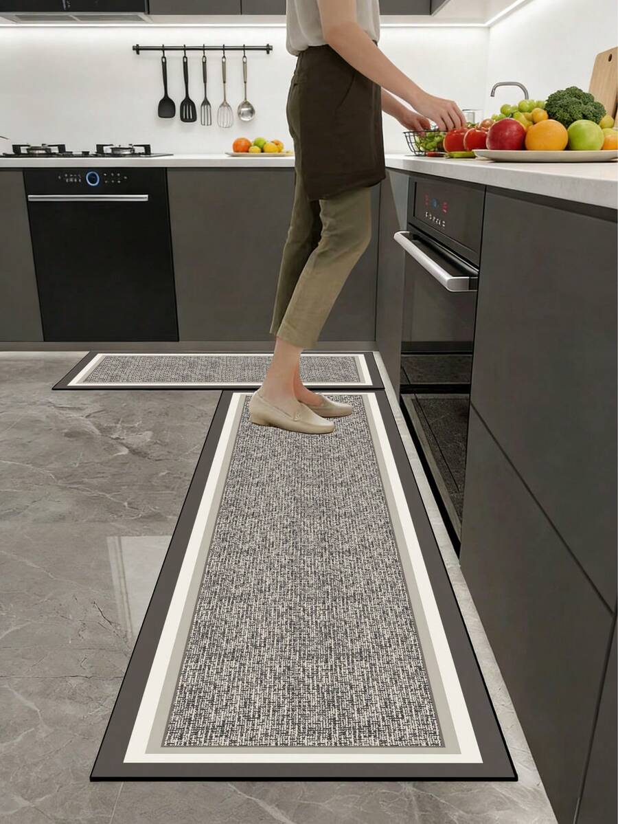 1 tấm lót bếp bằng gel silica, chất liệu giống vải lanh với họa tiết màu xám, kết hợp với viền ba màu be, xám nhạt và xám đậm, thiết kế tối giản. - Nhiều màu - Xem 1