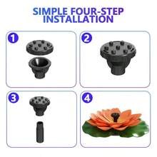 1.5瓦太阳能喷泉泵，带6种不同喷嘴，适用于鸟浴池、户外花园池塘等场所。 - 黑色 - 查看 7