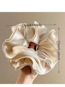 1个缎面褶皱荷叶边发圈，简约优雅发绳，休闲涤纶发圈，适合春夏秋冬四季，可作马尾辫发圈、发圈、发绳 - 彩色 - 查看 2