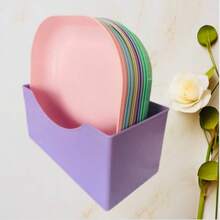 Bone Dish Tableware Trash Plate, Small Dish Plate, Creative Plastic Vegetable Dish, Small Plate - 10 Random Colors + Base - View 2