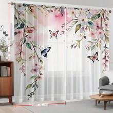 Bộ 2 rèm trang trí nhà cửa họa tiết hoa dại mùa xuân, thích hợp cho nhà bếp, quán cà phê, phòng khách, phòng ăn, ban công, sân vườn, phòng ngủ. - Nhiều màu - Xem 7