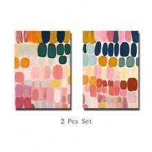 Brushstroke Wall Art Set Of 2 Colorful Abstract Prints Modern Canvas Posters For Living Room Bedroom Office | Frameless/Set Of (Framed) - A - View 15