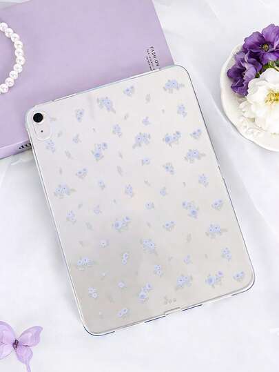 1pc TPU Soft Case With Purple Floral All-Over Pattern, Compatible With Mini 1/2/3/Mini4/Mini5/Mini6/Mini7/Air/Air2/9.7/10.2/10.5/Air4/Air5/10.9/Pro 11-Inch/10th Gen/Air 11-Inch (M3) 2025/Pad (A16) 11 Inch 11th Generation 2025, A7/A8, Lightweight Ultra-Thin Soft Shell, Elegant/Personalized/Creative/Fresh Design, TPU Tablet Protective Cover, Transparent Case Without Pen Slot, Tablet Not Included