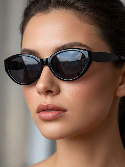 1 Pair Women's Brown Cat Eye PC Frame Vintage Glasses Solid Color Minimalist Stylish Runway Street Style Fashion