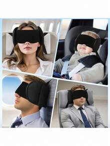 1/2pcs Travel Eye Mask With Head Support Strap, Airplane Neck Pillow With Microbeads, Adjustable Comfortable Travel Pillow, Travel Pillow And Eye Mask, Smooth Sleep Eye Mask - A - View 3