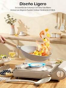 Juego de utensilios de cocina multifuncionales de 9 piezas, sartén antiadherente de cerámica saludable de agarre suave, juego de ollas de cocina de 9 piezas, juego para el hogar con tapa de vidrio templado, revestimiento antiadherente, conducción eficiente del calor, resistente y duradero, excelente sensación, variedad de ollas Los tipos satisfacen las necesidades diarias - Gris - Ver 8