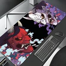 1pc Japanese Ukiyo-E Demon Pattern Large Gaming Mouse Pad, Keyboard Desk Mat With Non-Slip Base, Suitable For Home Office Gaming Work Office Desk Desk Office Supplies Office Decor - A-black and Red - View 1