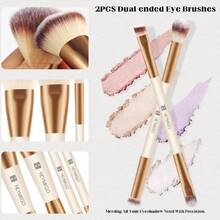 -Juego de 4 brochas de maquillaje de doble punta, para base, contorno, polvos, rubor, corrector, sombra de ojos, juego de brochas para líquidos, cremas y polvos para difuminar y pulir - albaricoque,41148456 - Multicolor - Ver 6