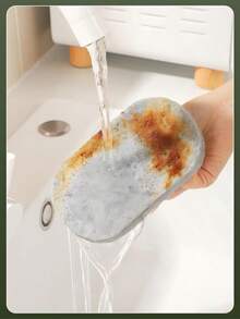 1pc Handled Sponge Scrubber, Rich Lather, Bathroom Tub Kitchen Countertop Cleaning Brush - 1pc - View 9