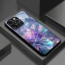 Funda de teléfono: Diseño de nueva funda de vidrio decorativa con flores iridiscentes para iPhone 17, 17 Air, 17 Pro, 17 Pro Max, 16, 16 Plus, 16 Pro, 16 Pro Max, 15, 15 Plus, 15 Pro, 15 Pro Max, 14, 14 Max, 14 Pro, 14 Pro Max, 13, 13 Pro, 13 Pro Max, 12, 12 Pro, 12 Pro Max - Negro - Ver 5