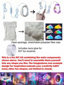 1PC DIY Thundercloud LED Light, Led Wall Lamp, LED Light Strip, LED Cloud Light With Music Rhythm, LED Light String, USB-Powered Wall-Mounted Giant Cloud Lamp, DIY Thundercloud Night Light, Vibrant Mood Night Light, Decorative Lighting, Bedroom LED Light, Ideal Festive Decor For Offices, Bedrooms, Hotels, Parties, And Restaurants - 多色款 - 查看 5