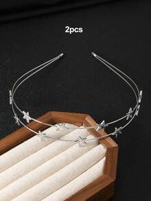 1pc/2pcs Double Layer Star Zinc Alloy Versatile Cute Headband, Bohemian, Valentine's Day, Ethereal, Sweet Minimalist Hair Accessory - Multicolor - View 11
