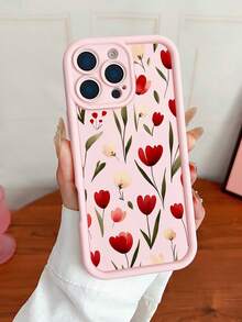 A Tulip Print Phone Case Design With A Sweet And Girlish Style Anti Drop Protective Case Suitable For IPhone 13/16/17/15/14/13/12/11 Compatible With Samsung Series - Multicolor - View 1
