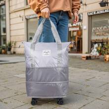 带可拆卸轮子的拉杆旅行包，可扩展女士行李包，可折叠拉杆登机箱，登机箱，男女通用礼品袋 - 彩色 - 查看 7