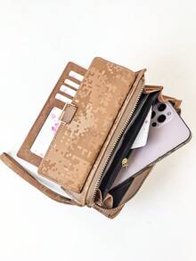 MINGYOU Soft Litchi Grain Handbag & Multifunctional Wallet For Women Money Wallet Purse Wallet Long Wallet Wristlet Wallet - Brown - View 6