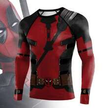 Deadpool Men Tactical Suit Muscle Compression Shirt  Superhero Activewear Cosplay Halloween Carnival Party Costumes - 短袖 - 查看 1
