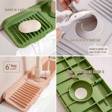 Protector de salpicaduras de grifería de silicona - Tapete antifugas para cocina y baño - Gris Claro - Ver 5