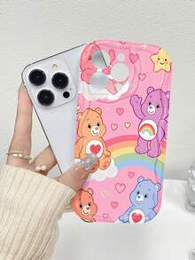 Ositos Cariñositos rosas con corazones y nubes arcoíris. Esta elegante funda es compatible con Samsung, Apple, VIVO, OPPO, , Transsion, ,  y Honor. Fabricada en silicona TPU, ofrece protección contra golpes y caídas, además de una sensación superior. Es un regalo ideal para familiares, amigos y seres queridos, y una opción perfecta para San Valentín y Año Nuevo. - transparente - Ver 4