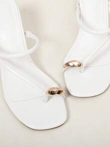 Summer New Wedge Heel Flip Flops - White - View 6
