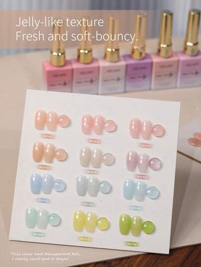  XEIJAYI Ice Jelly Milky Gel Nail Polish12 Colors High Gloss Shine, Long-Lasting UV LED Soak Off Gel, Non-Alcohol Formula, Vibrant Purple Shades Collection