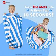 Stuffed Animal Storage Bean Bag Chair Cover For Stuffable Zipper Beanbag For Organizing Plush Toys Large Premium Cotton Canvas Blue X-LargeChildren's Growth Games, Fun And Joyful, Essential For Childhood - Blue - View 4