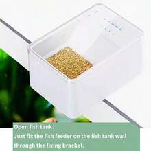 1pc Automatic Fish Feeder With Smart Timing Function, Suitable For Aquarium Auto Feeding, For Fish And Aquarium, Easy To Install And Operate White Feeder - White - View 5