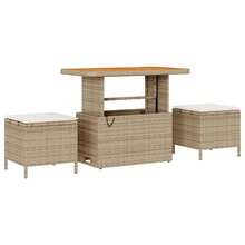 vidaXL 10-Teiliges Garten-Sofa-Set Mit Kissen In Beige Und Creme Poly-Rattan - Beige - Visualizzare 4