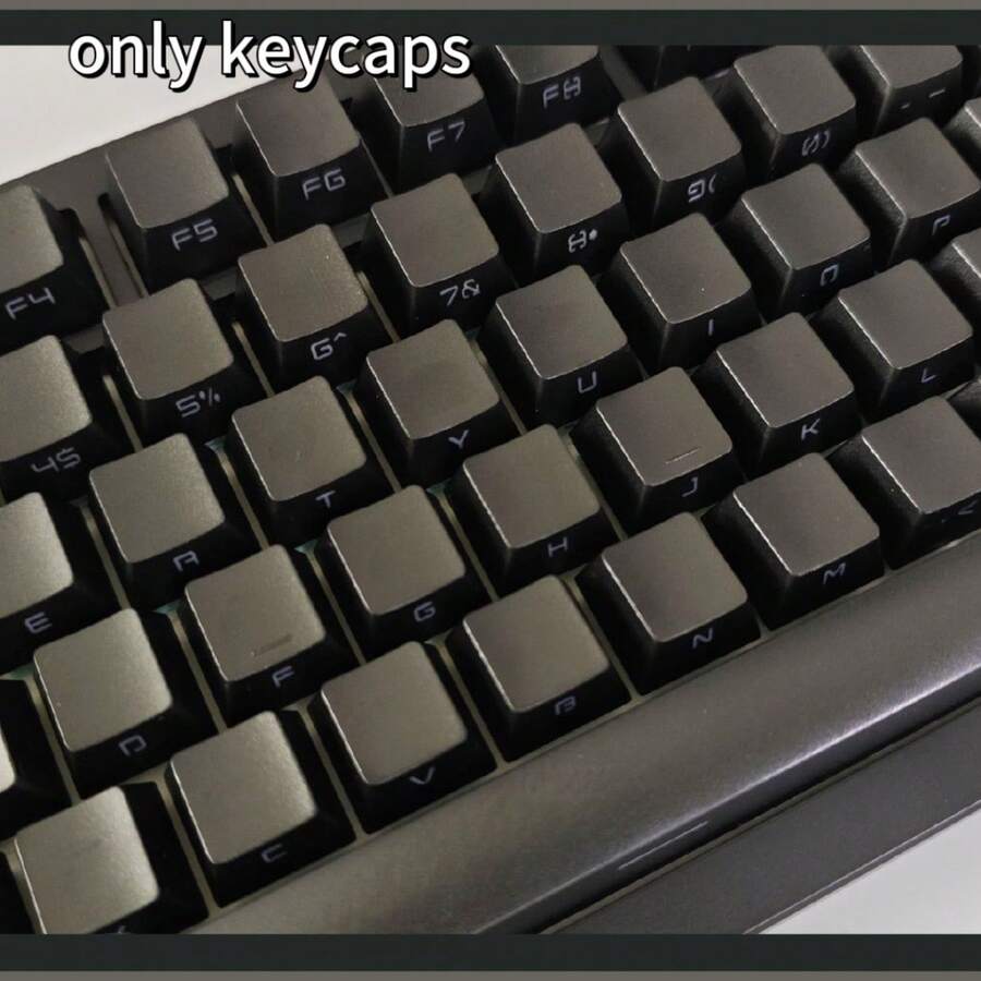 133 Keys Full Set Custom DIY Keycaps, Pure Black Side-Etched Translucent, PBT Material - Only Keycaps - View 1