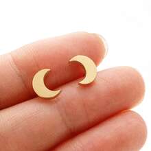1 Pair Fashionable Moon-Shaped Earrings. Korean Style Design, Simple And Elegant. Suitable For Both Casual Wear And Engagement Gift - GED002 - View 8