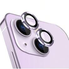 4pcs Compatible With IPhone 14 Plus/14/15/15plus Metal Ring Tempered Glass Camera Lens Protector Cover - Silver - View 5