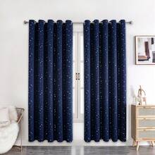 1 tấm rèm cửa bằng polyester in hình ngôi sao ánh kim, rèm cản sáng cho phòng ngủ, phòng khách, thích hợp sử dụng trong kỳ nghỉ. - Xanh đậm - Xem 22