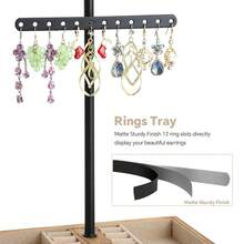 Meangood Jewelry Organizer Stand, 3-Tier Necklace Holder Jewelry Tree With Wooden Storage Drawer Box For Necklace Bracelet Earring Ring, Carbonized Black - 碳化黑 - 查看 5
