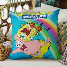 SpongeBob SquarePants 1/4 件装海绵图案方形抱枕套 - 现代汽车装饰，拉链设计，100% 涤纶，四季皆宜的家居装饰靠垫套 - 适用于客厅、卧室、办公室 - 送给汽车爱好者的完美礼物（抱枕套） - A - 查看 15
