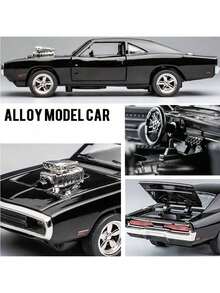 1个道奇汽车模型摆件，合金模型车，多功能，车门可活动开启，生日礼物，圣诞礼物，万圣节礼物，完美礼物，文具，减压球 - 黑色 - 查看 13