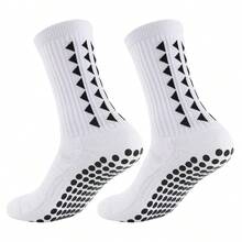1/3/6 Pairs Men's Silicone Anti-Slip Football Socks, Odor-Resistant, Moisture-Wicking Mid-Calf Socks - Multicolor - View 13