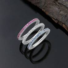 Stackable Eternity Ring For Women |Gold Plated – Ruby, Blue Sapphire, Simulated Diamond, Pink Sapphire, Emerald| Wedding Band |Hypoallergenic Rings| Labradorite Ring | Birthstone Gift Jewelry For Her - 藍寶石(白金) - 查看 4