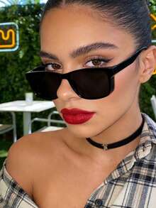 1 PC Women's Square Casual Fashion Glasses Gradient Tea And Black Frame Lightweight And Stress-Free Suitable For Daily Driving Trips With Glasses Box - Multicolor - View 4